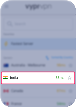 3. Seleccione India de la lista